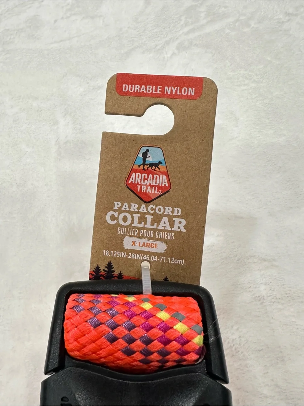 Arcadia Trail XL Coral Orange Paracord Dog Collar Reflective NWT 18.125-28”